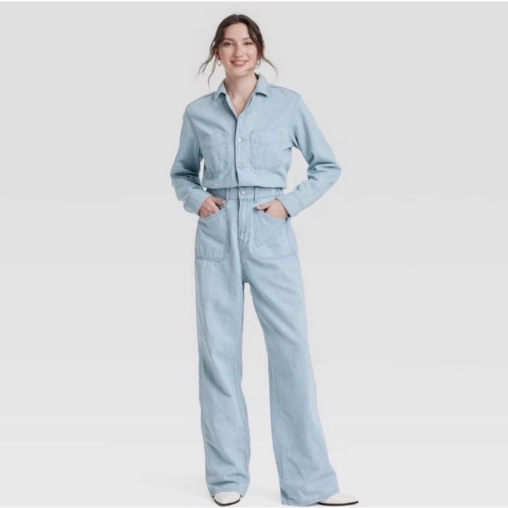 Soft Light Blue Denim Jumpsuit